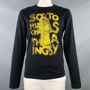 Size  XL Black Yellow Graphic Print Cotton Crew Neck Pullover